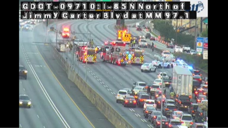 Lanes Reopen After Crash Causes Major Backup on I-85 North at Jimmy Carter Boulevard
