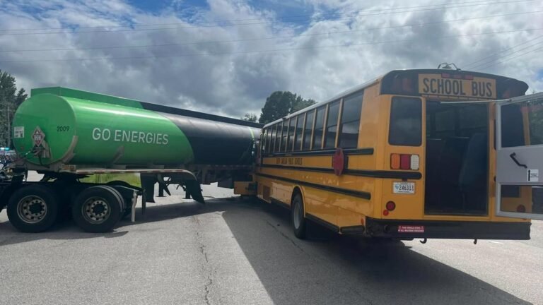 Students Taken to Hospital After Lee County School Bus Collides With Gas Tanker