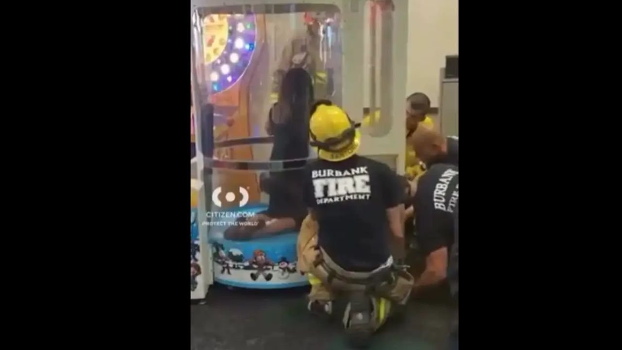 California Firefighters Rescue Woman Stuck in Chuck E. Cheese Arcade Game