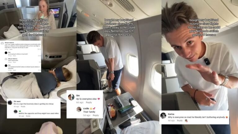 Couple Sparks Debate After Playing Switch Golf in Airline First Class