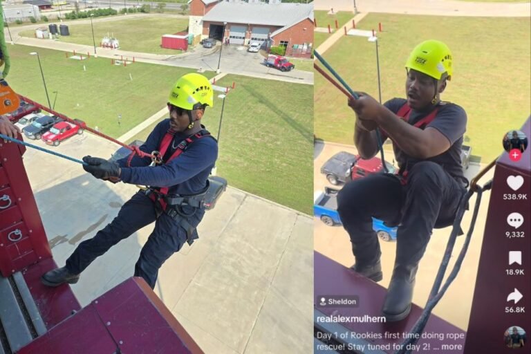 Sheldon Firefighter Faces Fear of Heights in Viral TikTok, Earns Rescue Certification