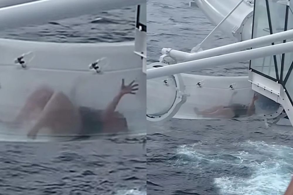 Viral TikTok Shows Cruise Passenger Stuck Inside Water Slide Over the Ocean