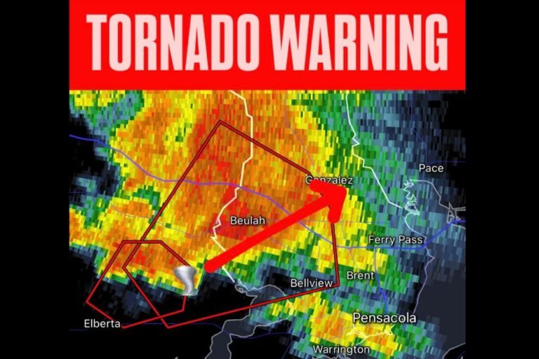 Dangerous Tornado Warning Issued for Pensacola and Baldwin Counties