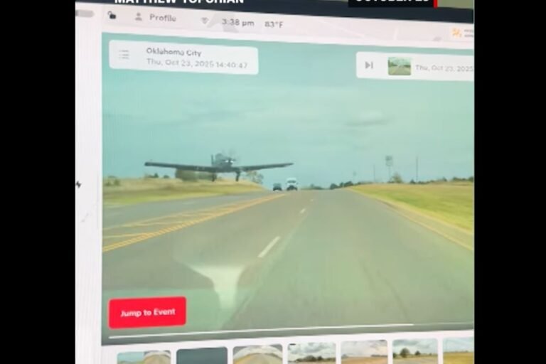Dashcam Captures Terrifying Near-Collision Between Driver and U.S. Air Force Plane in Oklahoma City