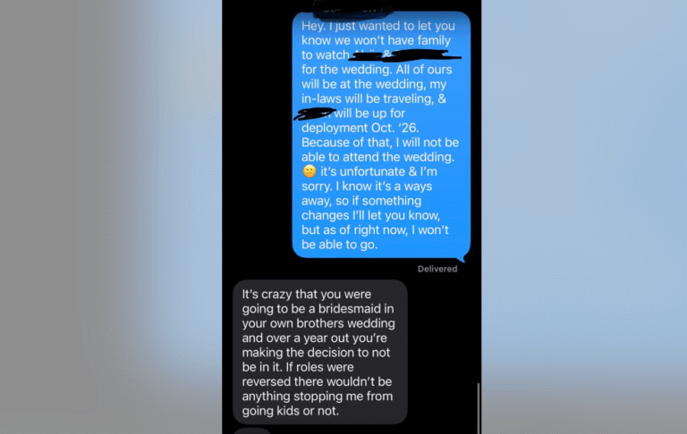 Sister Faces Backlash After Declining to Attend Brother’s North Carolina Wedding Due to Deployment and Childcare Issues