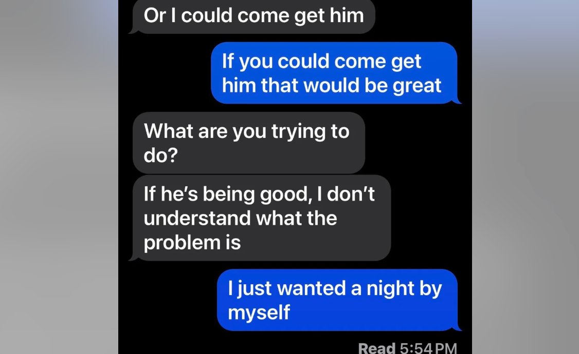 Viral Text Exchange Reveals Emotional Toll of Family Overload: “I Just Wanted a Night by Myself”