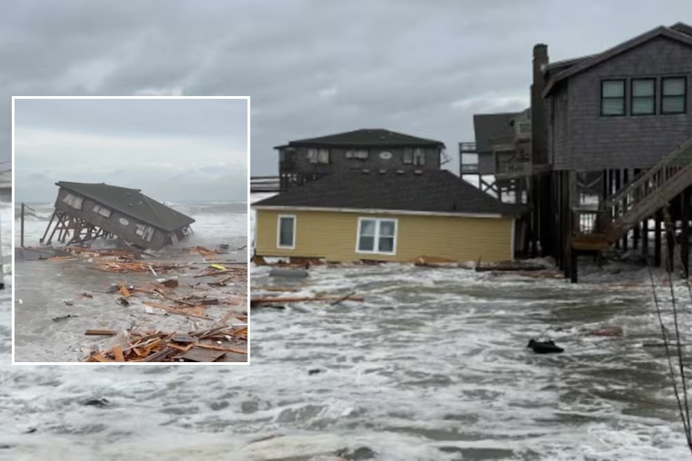 Video Shows Outer Banks Homes Collapse Into Atlantic as Hurricanes Stir Rough Seas