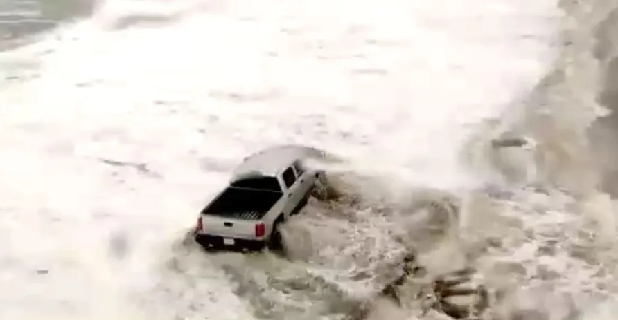 Outer Banks Drivers Nearly Swept Off NC 12 as Wave Destroys Dunes; Pickup Driver and Others Escape Flooding