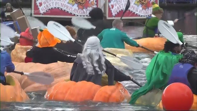 Giant Floating Pumpkin Races Draw Huge Crowds to Annual Oregon Regatta