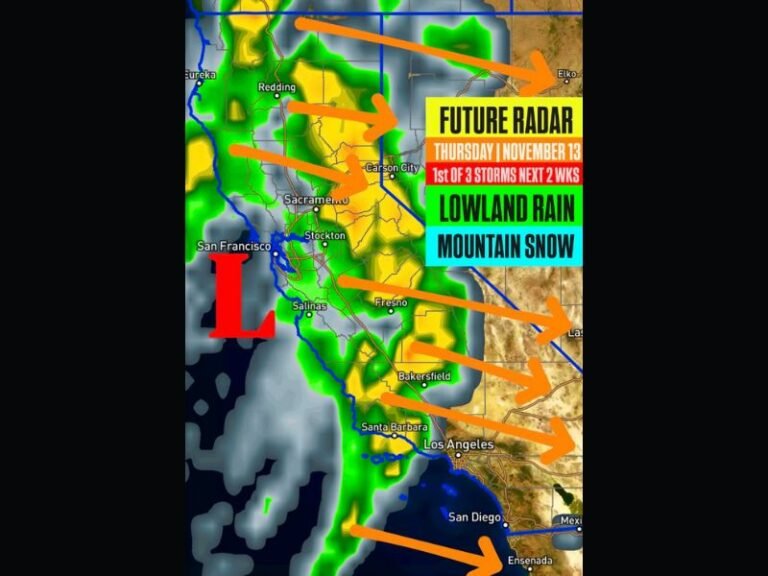 California Storm System to Bring Heavy Rain, Mountain Snow, and Flooding Risk Ahead of Thanksgiving