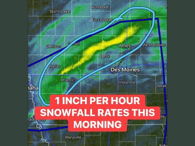 Central Iowa Hit by Intense Snow Band With 1-Inch-Per-Hour Rates as Major Winter Storm Moves Toward Des Moines