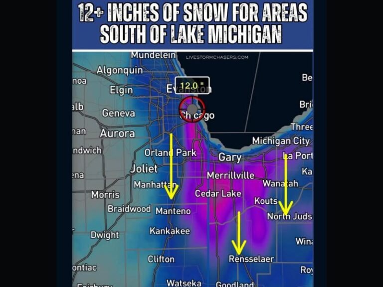 Chicago Braces for Up to 18 Inches of Lake-Effect Snow as Powerful System Moves in Sunday Night