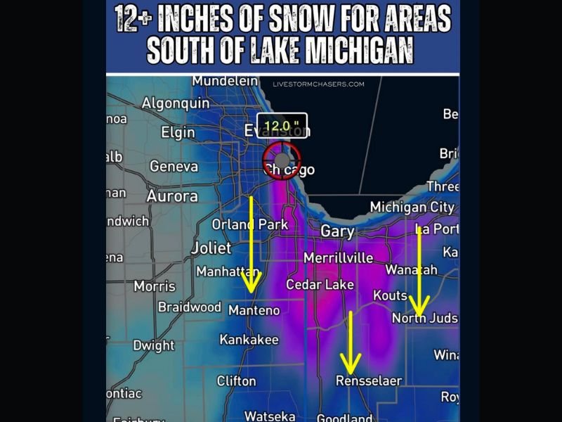 Chicago Braces for Up to 18 Inches of Lake-Effect Snow as Powerful System Moves in Sunday Night