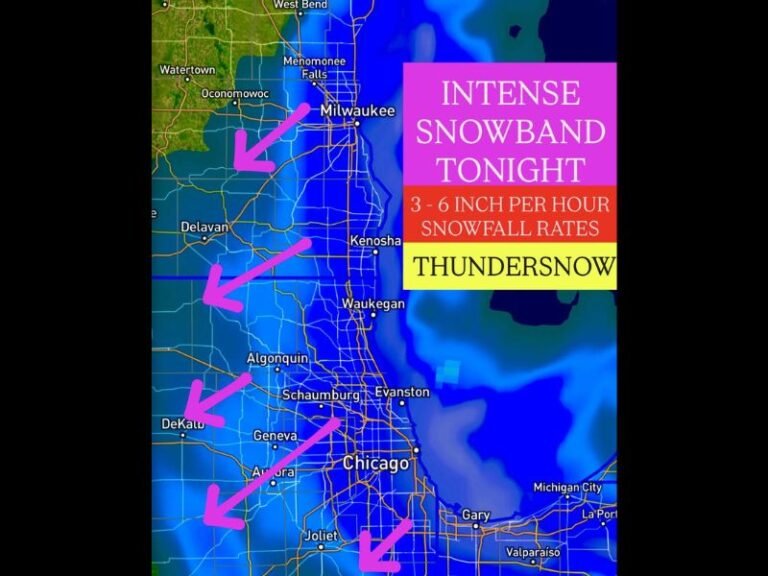 Chicago, Milwaukee, and South Bend Brace for Intense Snowband with Blizzard Conditions and Thundersnow