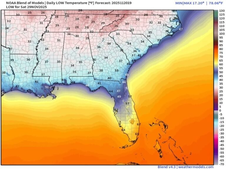 Cold Front to Bring Chilly Post-Thanksgiving Temperatures Across the South and Florida