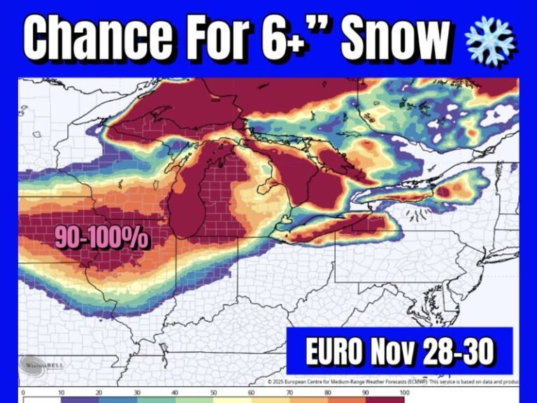 EURO Model Predicts Major Winter Storm: Up to 6 Inches or More of Snow Expected Across Midwest and Great Lakes Region