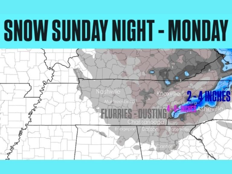 First Snow of the Season Expected Sunday Night Into Monday Across the South States