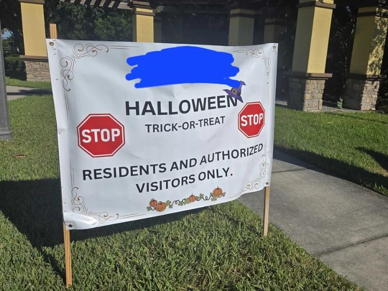 HOA Sparks Backlash After Posting Sign to Keep “Outside” Kids from Trick-or-Treating