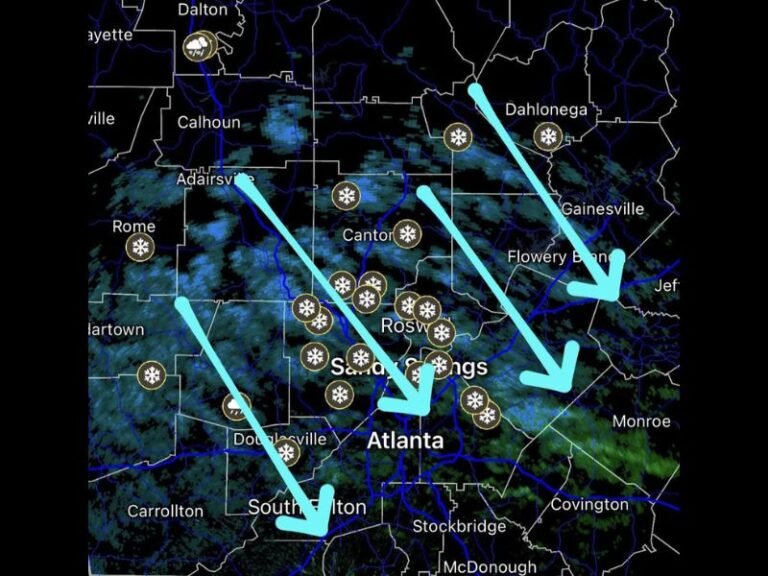 Light Snow Moves Toward Atlanta as Cold Front Brings Wintry Weather Across North Georgia