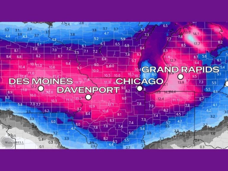 Major Midwest Winter Storm to Blanket Illinois, Iowa, and Michigan with 8–14 Inches of Snow This Weekend