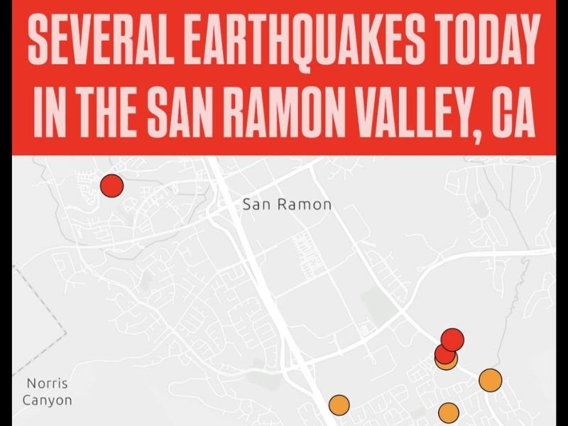 Multiple Earthquakes Rattle San Ramon Valley, California — Largest Measured at 3.8 Magnitude