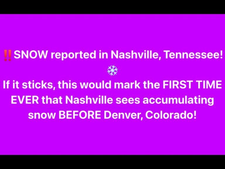 Nashville Sees Rare November Snowfall — Could Beat Denver for First Accumulating Snowfall on Record