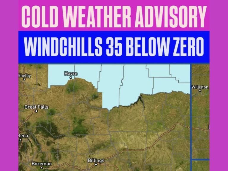 Northern Montana Under Dangerous Cold Weather Advisory as Wind Chills Plunge to 35 Below Zero