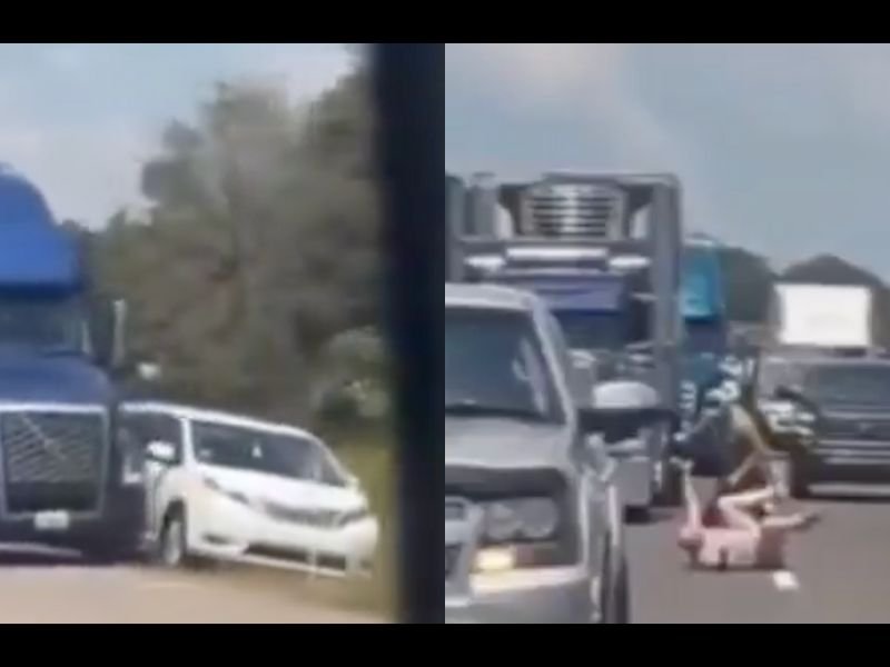 Road Rage Fight Erupts on Highway After Van Driver Tries to Cut Through Traffic