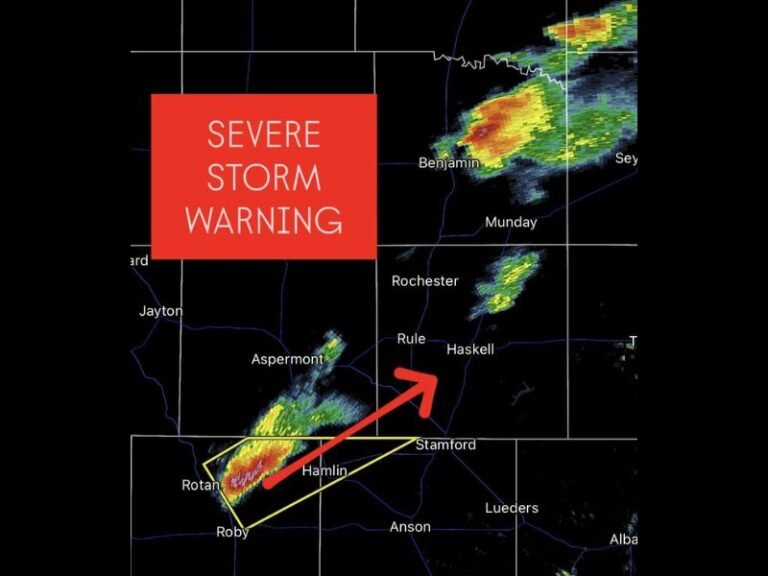 Severe Thunderstorm Warning Issued for Hamlin, Tuxedo, and Royston as Evening Storms Strengthen Across West Texas