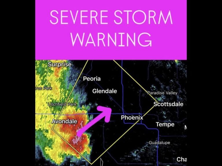 Severe Thunderstorm Warning Issued for Phoenix, Glendale, and Peoria as Storms Intensify Across Maricopa County