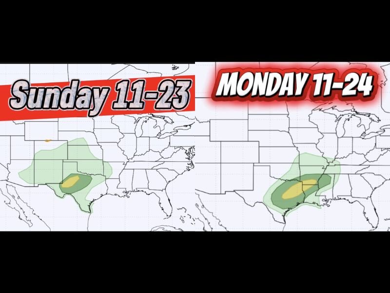Severe Weather Threat Moves Across the South: Texas, Oklahoma, Arkansas, and Mississippi Under Risk of Strong Storms and Tornadoes