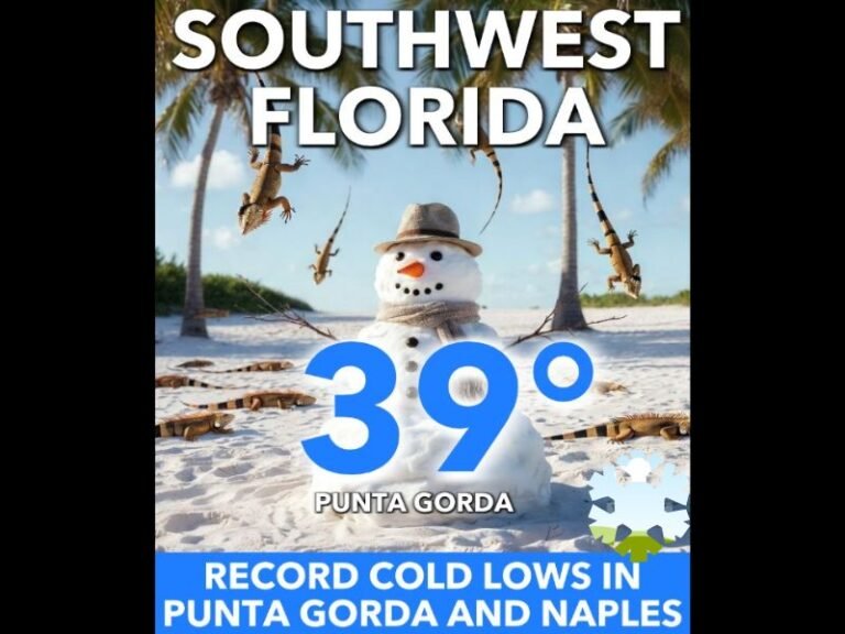 Southwest Florida Shatters 60-Year Record as Punta Gorda Hits 39°F with Falling Iguanas