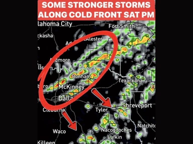 Strong Cold Front to Sweep Across North and East Texas Saturday Bringing Gusty Winds, Small Hail, and Evening Thunderstorms