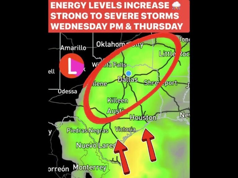 Strong to Severe Storms Expected in Texas and Surrounding Areas as Heavy Rainfall and Flash Flooding Threat Increase Through Thursday