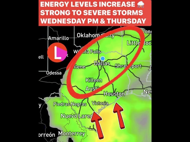 Strong to Severe Storms Expected in Texas and Surrounding Areas as Heavy Rainfall and Flash Flooding Threat Increase Through Thursday