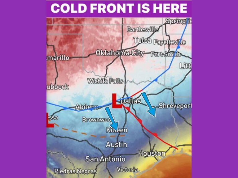 Texas and Oklahoma Brace for Strong Cold Front Bringing 45 MPH Wind Gusts and Freezing Temperatures