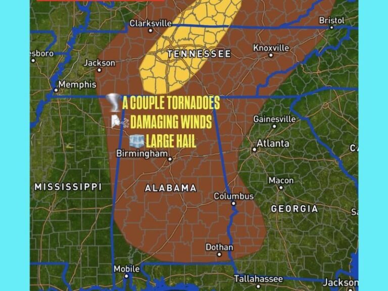 Tornado and Severe Weather Threat Returns for Tennessee, Kentucky, and Alabama