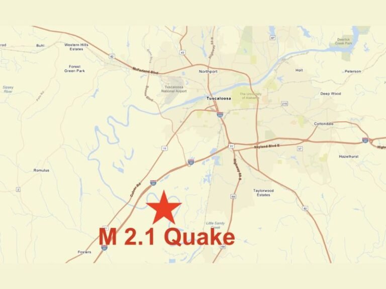 Alabama Records Small 2.1 Magnitude Earthquake Near Tuscaloosa Overnight, Residents Likely Slept Through It