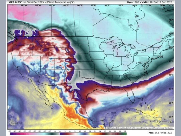 Arctic Blast Expected to Hit Central and Southern U.S. Around December 13–15, Bringing Bitter Cold and Subfreezing Temperatures