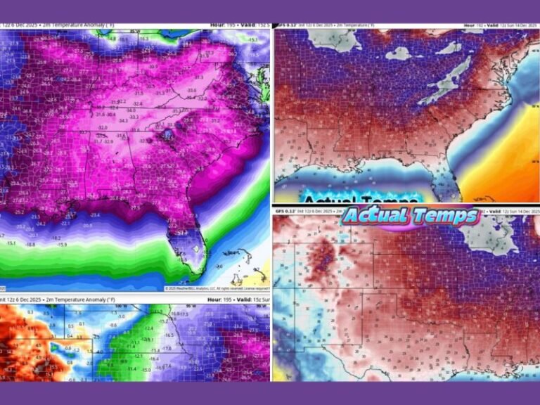 Arctic Outbreak Forecast to Send Temperatures 20–35 Degrees Below Normal Across Georgia, Alabama, Mississippi, the Carolinas, and North Florida