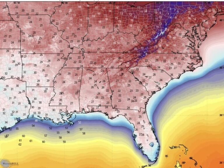 Bitter Cold on Final Morning of 2025 as Wind Chills Plunge Into the Teens and Low 20s Across Texas, Louisiana, Mississippi, Alabama, Georgia, and Tennessee