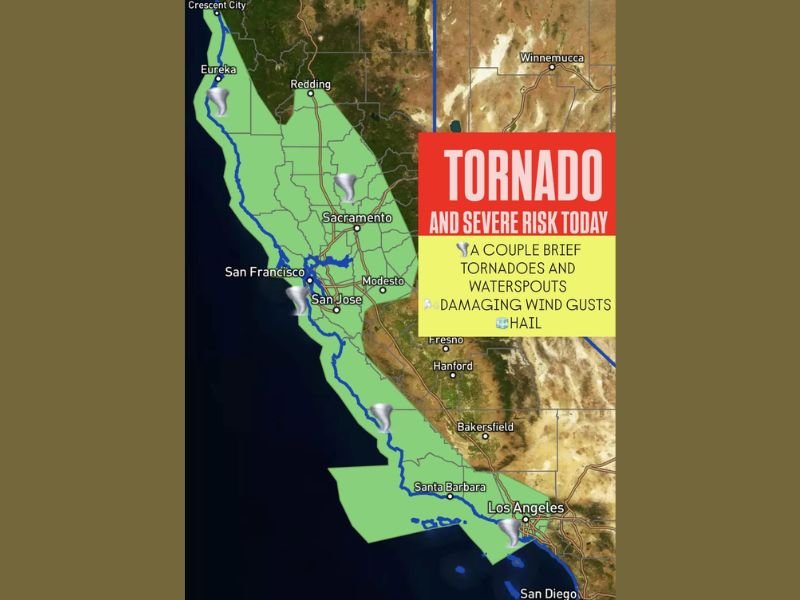 California Christmas Day Storm Brings Tornado Threat, Damaging Winds, and Hail Across Multiple Regions