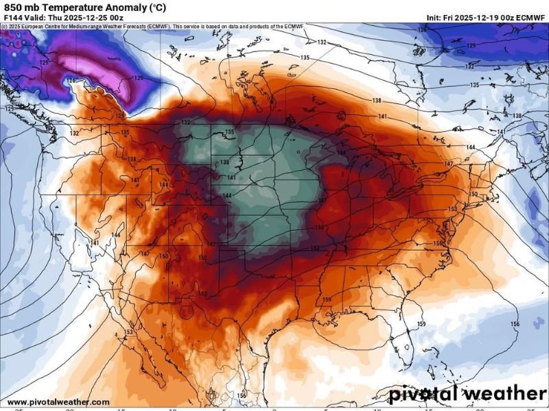 Christmas Week Heat Dome Expands Northward Into the Central and Eastern United States, Bringing Unseasonably Warm Temperatures to the Midwest, Great Lakes, and Southeast