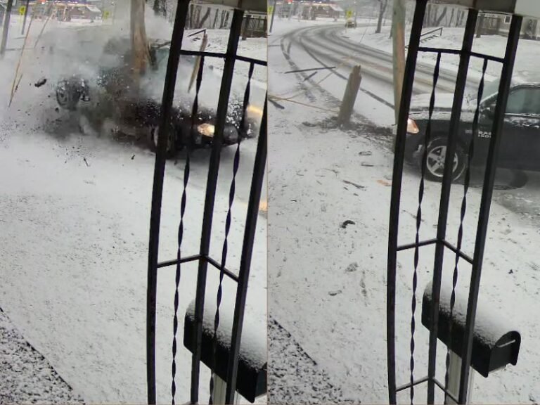 Connecticut Driver Survives After Truck Loses Control on Icy Southington Road and Crashes Into Utility Pole