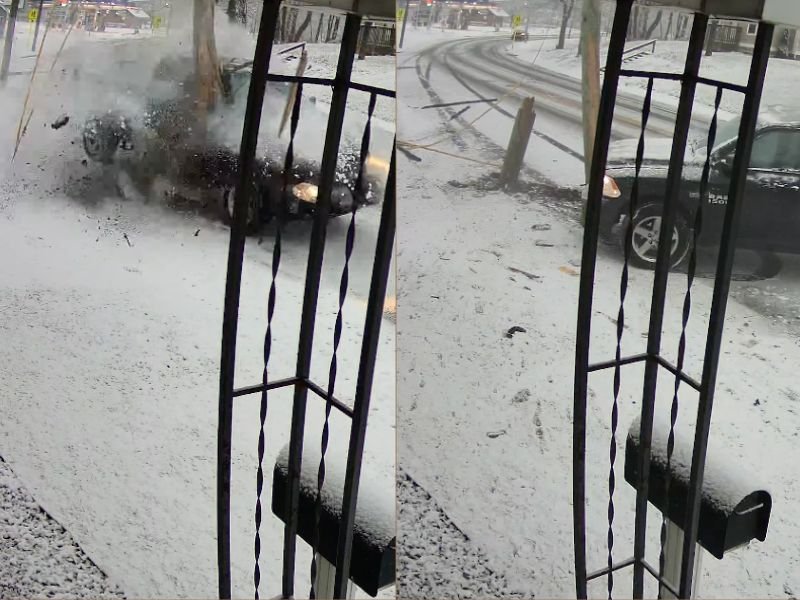 Connecticut Driver Survives After Truck Loses Control on Icy Southington Road and Crashes Into Utility Pole