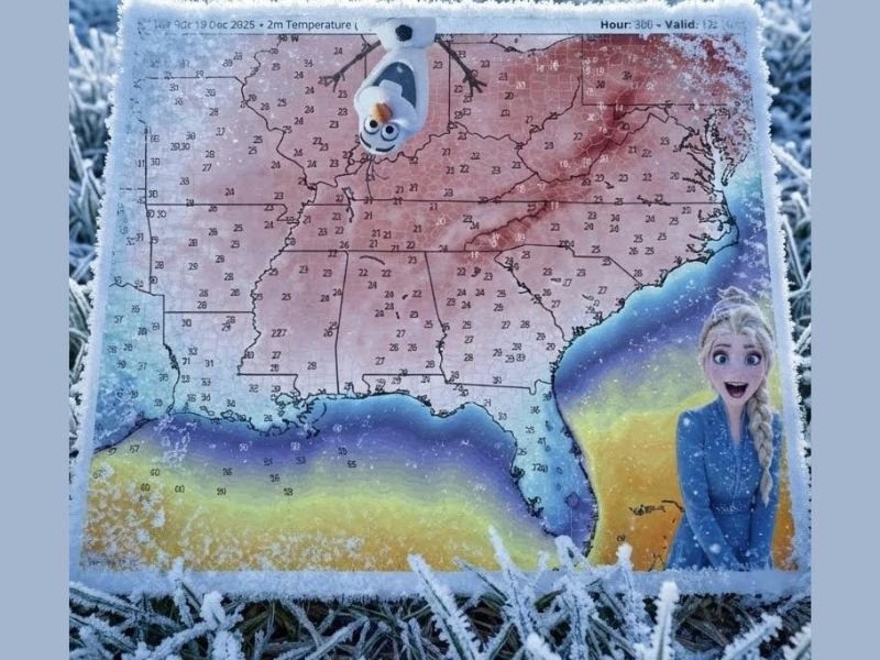 Euro Weather Model Projects Major New Year’s Eve Freeze Across Texas, Louisiana, Mississippi, Alabama, Georgia, Tennessee, Arkansas, and the Carolinas