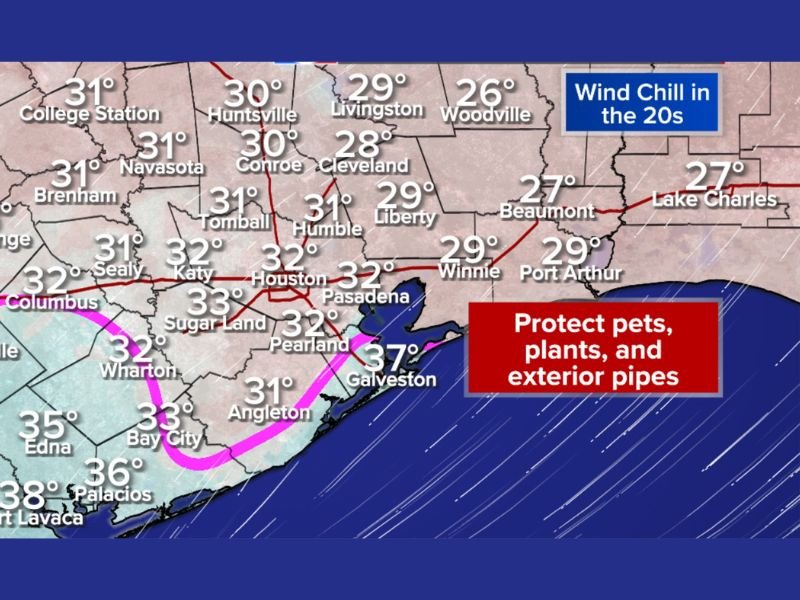 First Freeze of the Season Expected in Southeast Texas as Houston Drops to Freezing for Several Hours Monday Morning