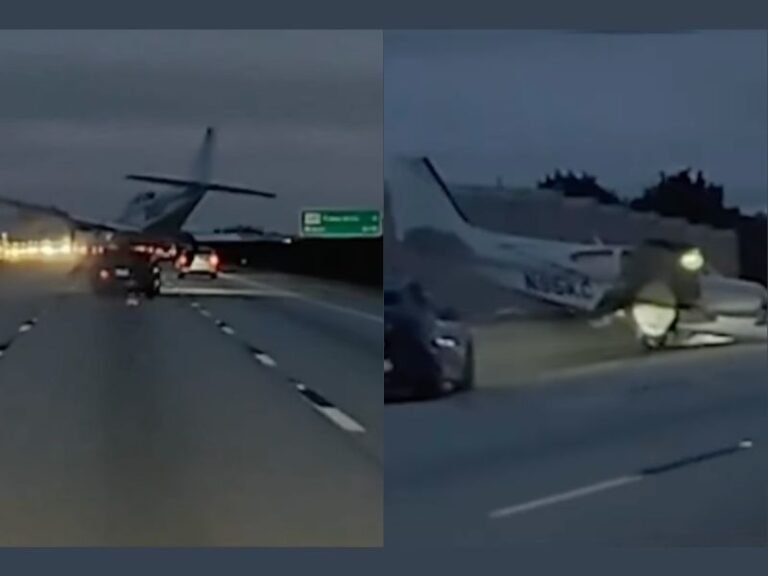 Florida Highway Emergency: Small Aircraft Makes Crash-Landing on I-95 in Brevard County After Engine Failure, Colliding With Passing Vehicle