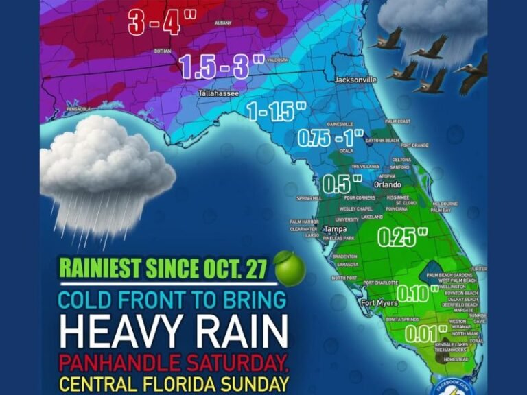 Florida Panhandle Braces for Heavy Weekend Rain as Cold Front Delivers 3 to 4 Inches Across Region