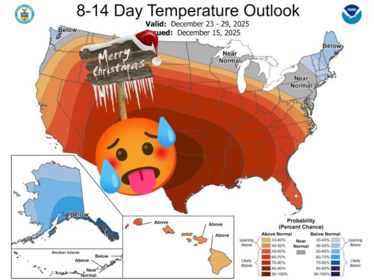 Florida, Texas, and Much of the U.S. to See Unseasonably Warm Temperatures for Christmas Week, NOAA Forecast Shows